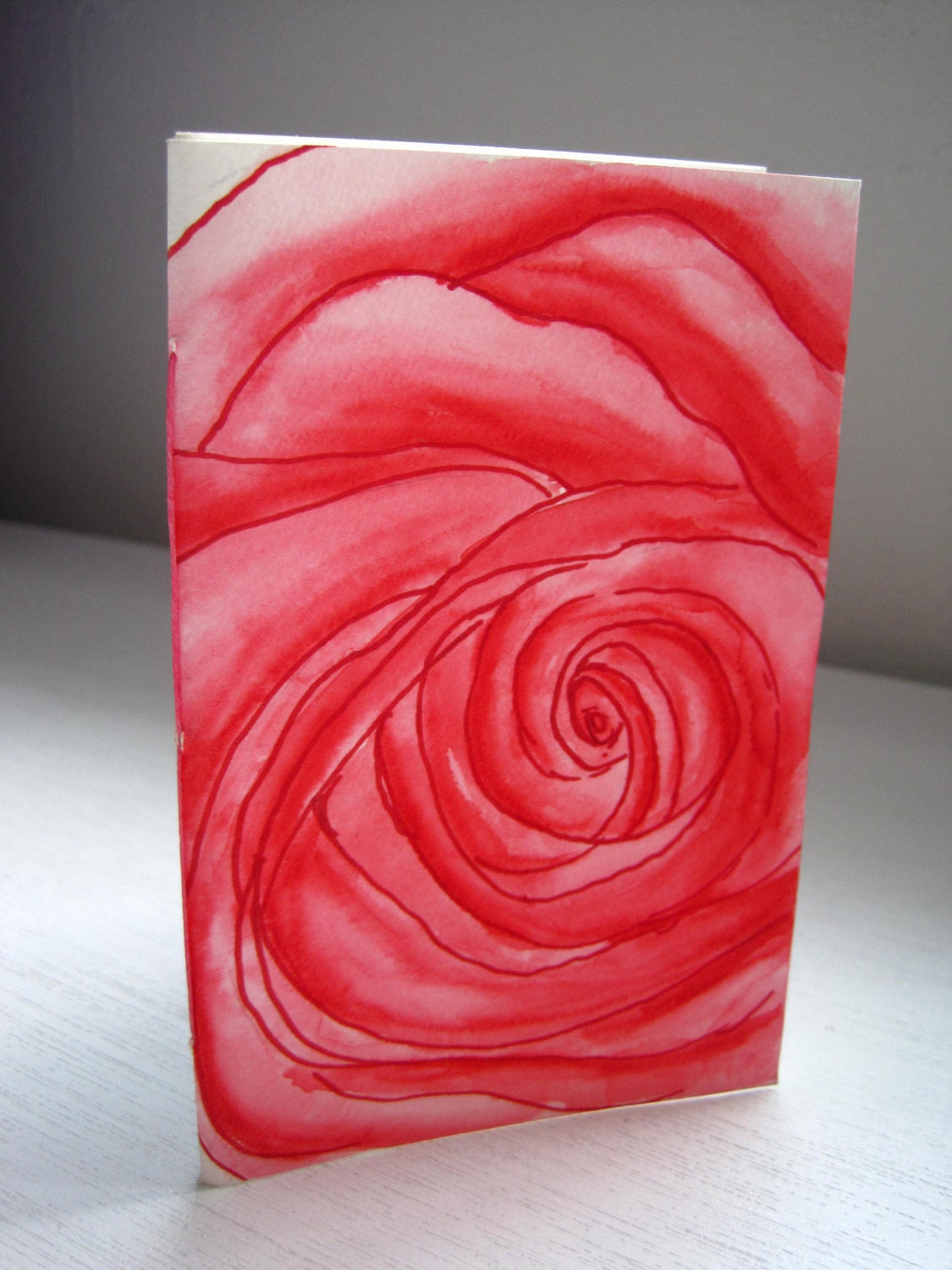Jotter Journal Notebook Blank Pages Hand painted Pink Flower