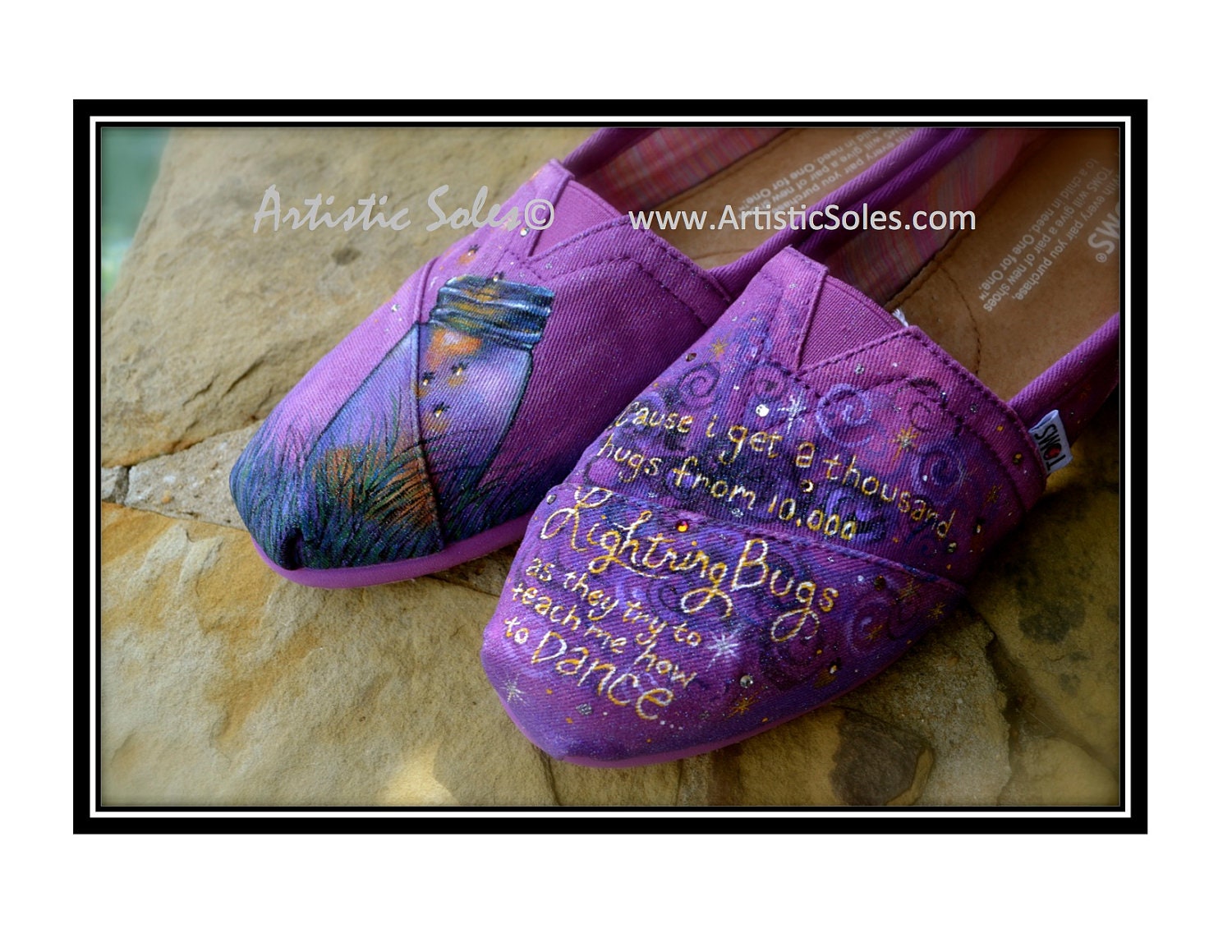 Custom Hand Painted TOMS Shoes - Summer Evening Fireflies