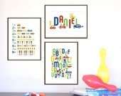 Transport Wall Art For Kids room or Nursery, ABC and 123 Transportation - Set of 3, 11X14