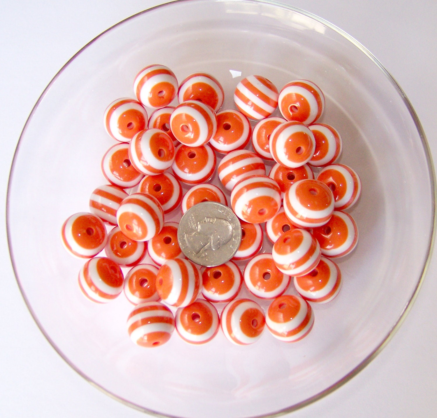 ORANGE 18mm Resin Striped Beads - 200 ct.