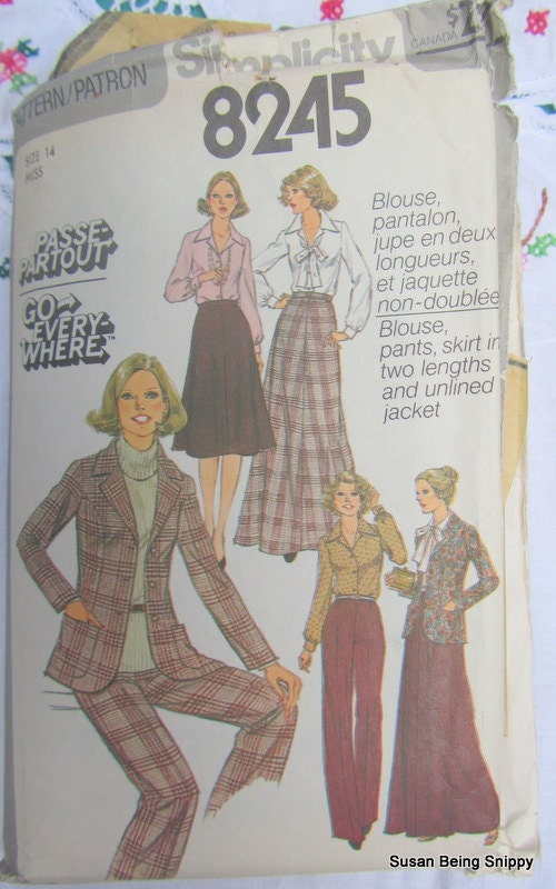 Vintage Simplicity Sewing Pattern Shirt, Skirt and Jacket 8245