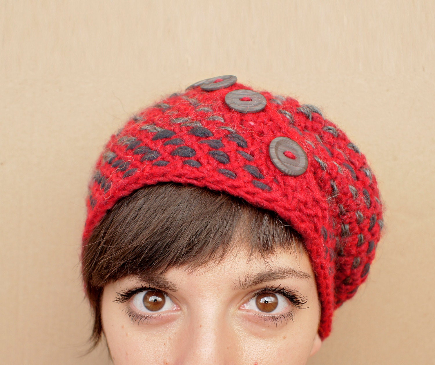 Red slouchy hat - soft red crochet beanie - SAMPLE -