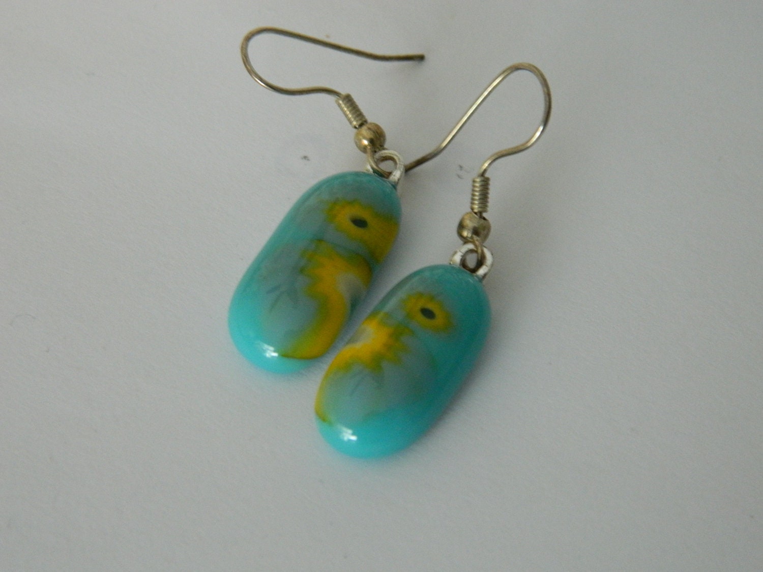 Boho Sunshine Fused Glass Dangle Earrings