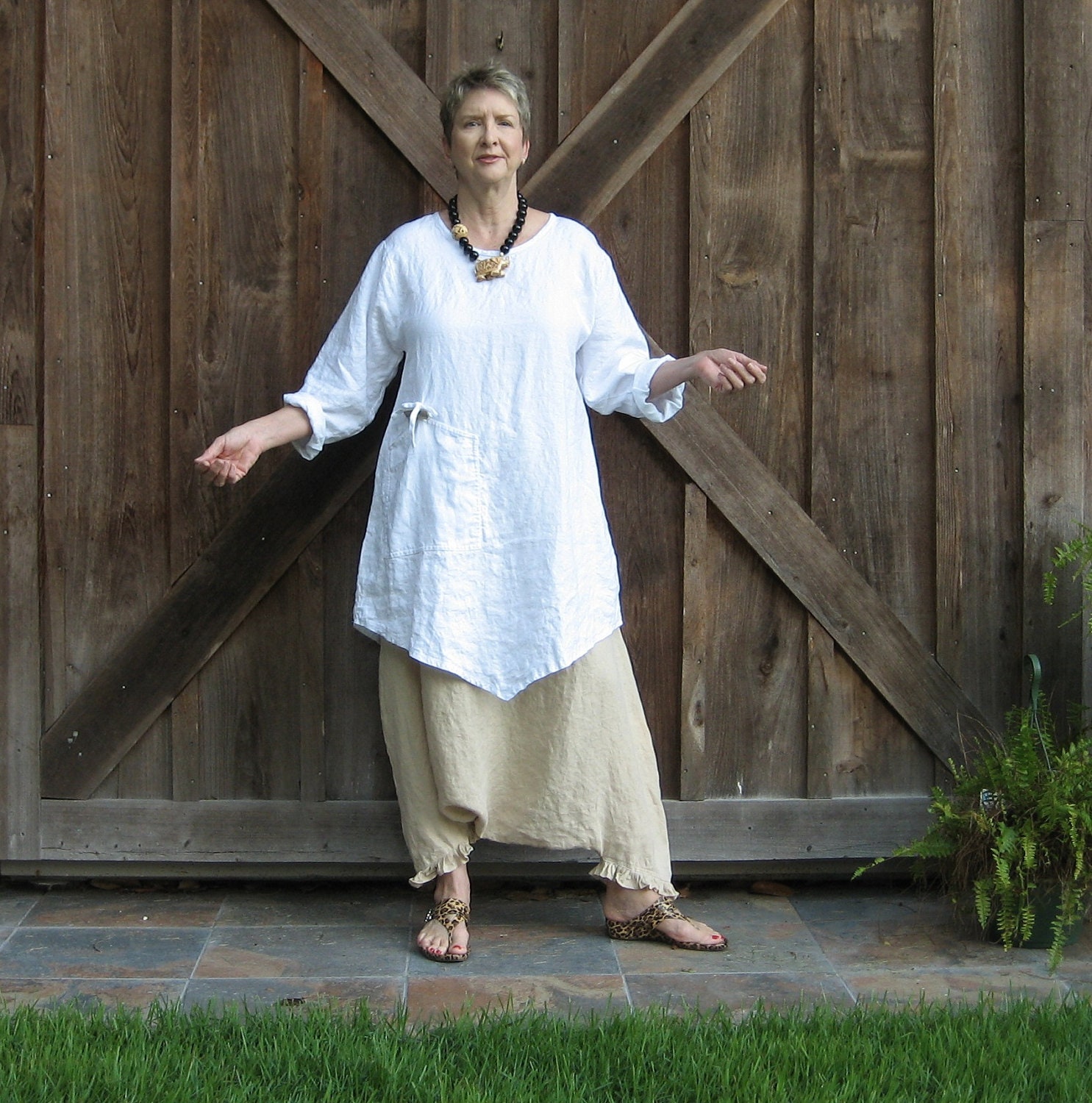 tunic washed linen in white