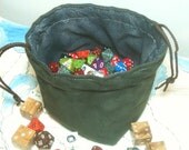 Dice Bag in Ranger Green Suede and Gray Spiral Print