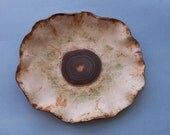 Earth Tone Centerpiece Tray Agate Slice Ceramic Art Vessel Organic Rustic Pottery Abstract Dish Clay Plate