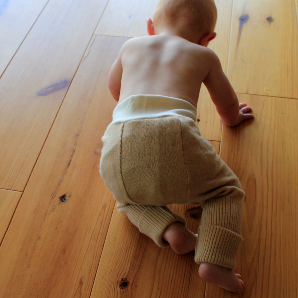 Custom wool longies, wool diaper cover, wool pants with doubler center.