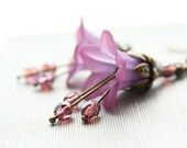 Purple Flower Earrings, Dangle Earrings, Lucite Flower, Botanical, Floral Accessories, Nature Inspired, Petunia