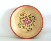 Rustic Folk Hand Painted Wooden Bowl