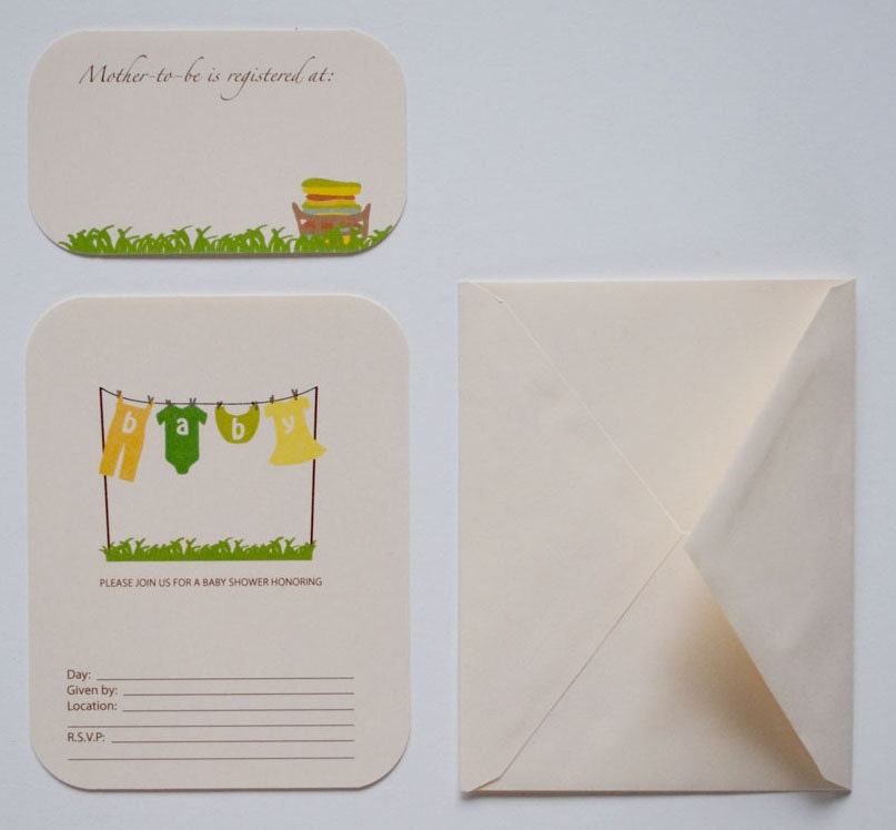 Blank 'Baby Clothes' Baby Shower Invitations - Set of 8