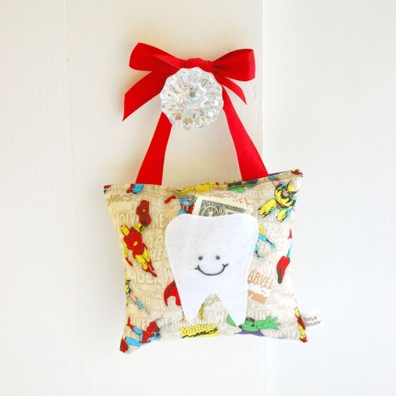Boys Tooth Fairy Pillow Tooth Fairy Gift in The Avengers Comic Print
