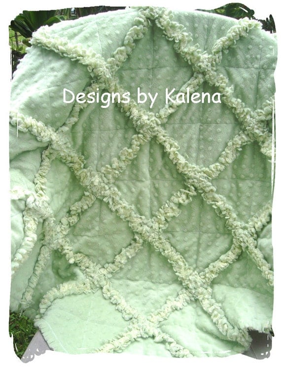 Minky Chenille Rag Quilt - Sage Green - Toddler, Crib - Boy or Girl