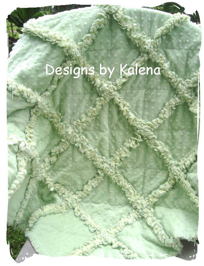 Minky Chenille Rag Quilt - Sage Green - Toddler, Crib - Boy or Girl