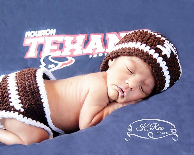 Baby Football Set, Football Diaper Cover Set, Football Hat, Football Beanie, MADE TO ORDER, Newborn to 12 Months