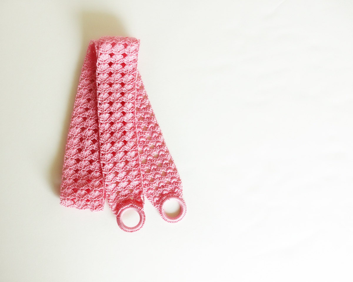 Pink Crochet Belt - Vintage style, Adjustable, Plus size, Mercerized cotton lace fashion, Waist belt wear