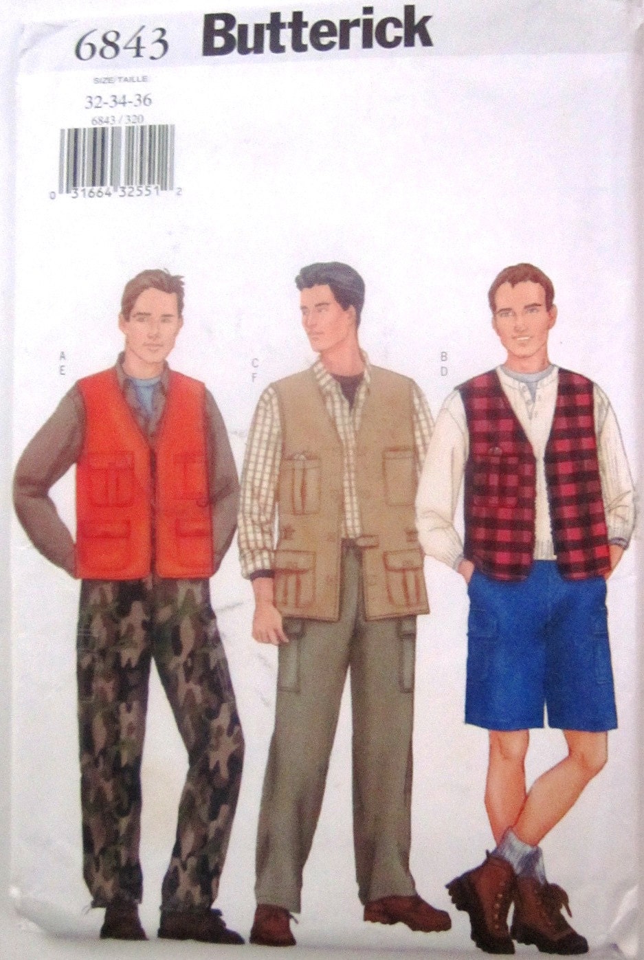Butterick 6843 Hunting Vest Shorts Pants Pattern