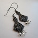 Black Filigree Earrings - Dangle Earrings - Crystals - Black Earrings - Gift Under 30 - Exotic - Unique - Gothic - Long Earrings