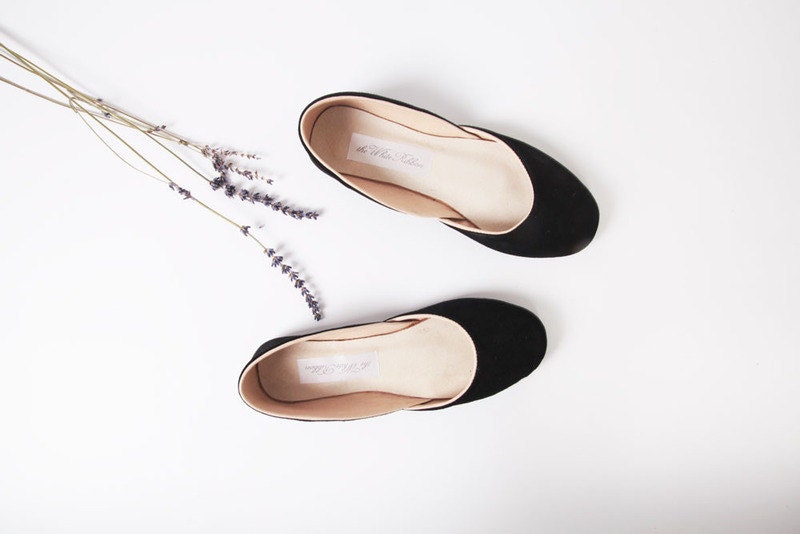 up-cycled suede ballet flats. black velvet. made to order. - thewhiteribbon
