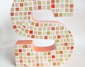 Letter S Mosaic, Tangerine Mosaic Decor 8"