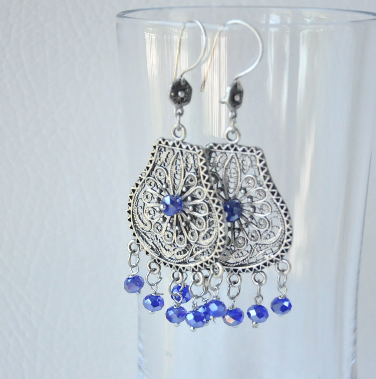 dark blue crystal earrings