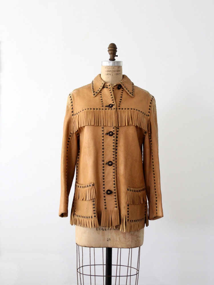 1970s Leather Jacket / Hand Made Buckskin Coat - 86Vintage86