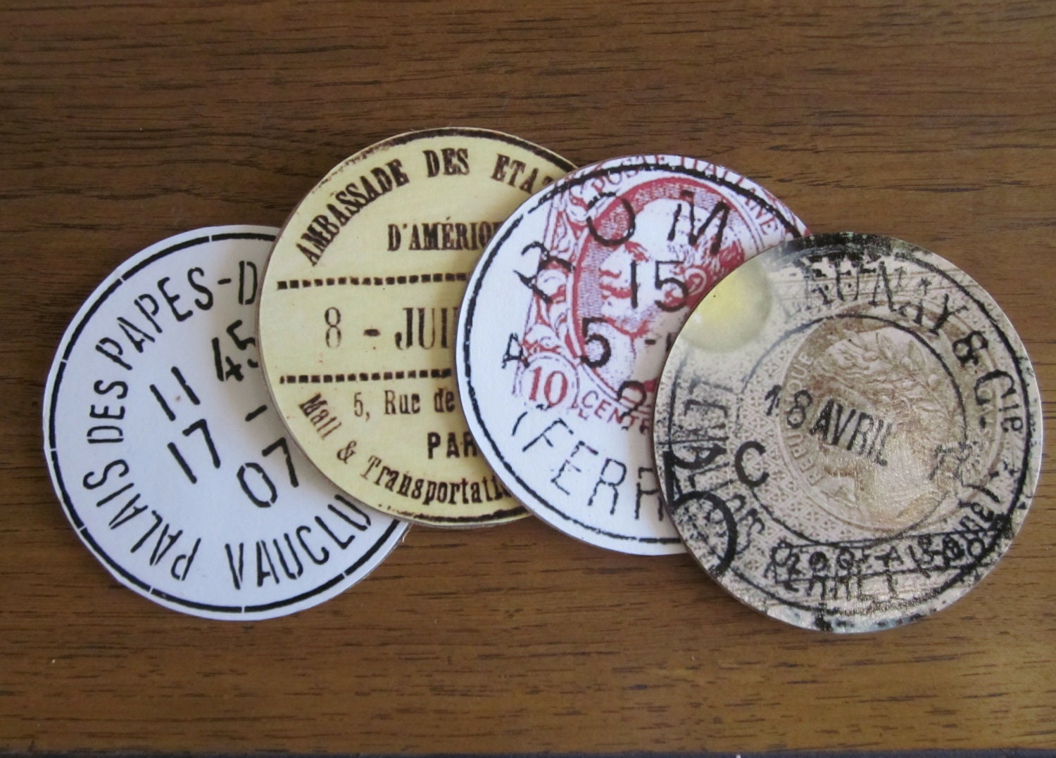 Vintage postal stamp drink coasters