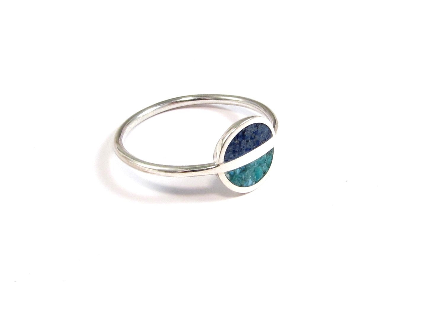 Sterling Silver Ring - Saturn - Blue and Turquoise