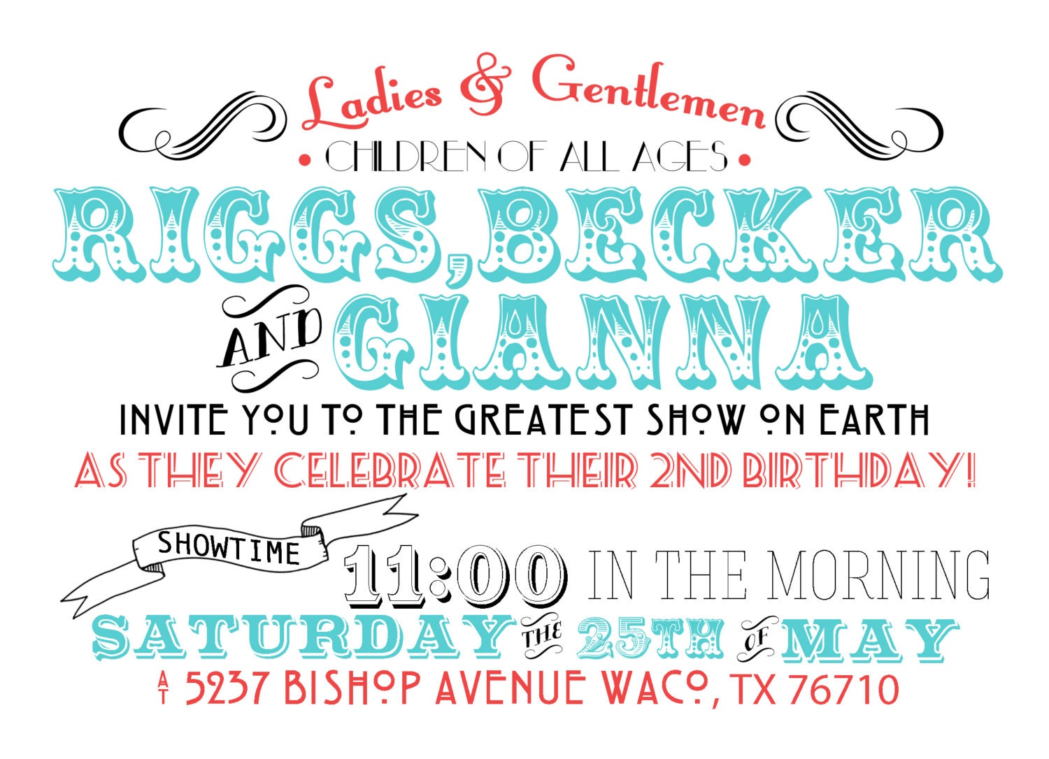 Circus Birthday Party Invitation Package / Vintage/ Printable