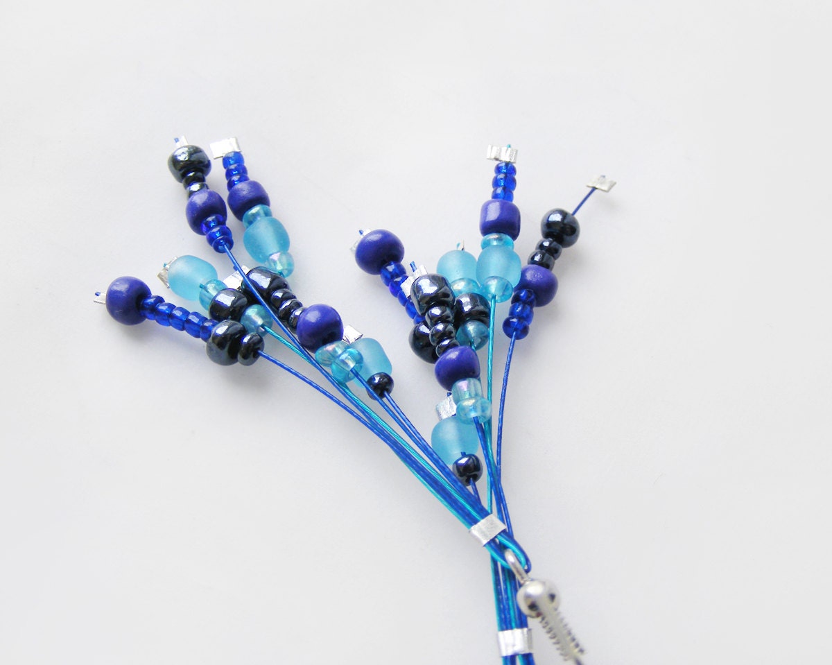 Light blue earrings, blue chandelier earrings, long blue earrings - kapelusznik