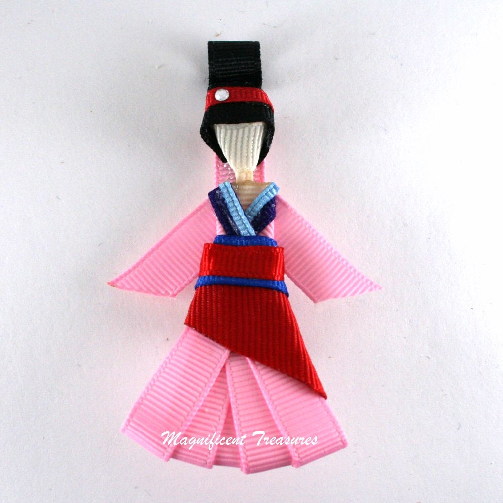 Mulan Inspired Ribbon Sculpture Hair Clip
