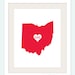 Ohio State Love Map Silhouette 8x10 Print - Customized