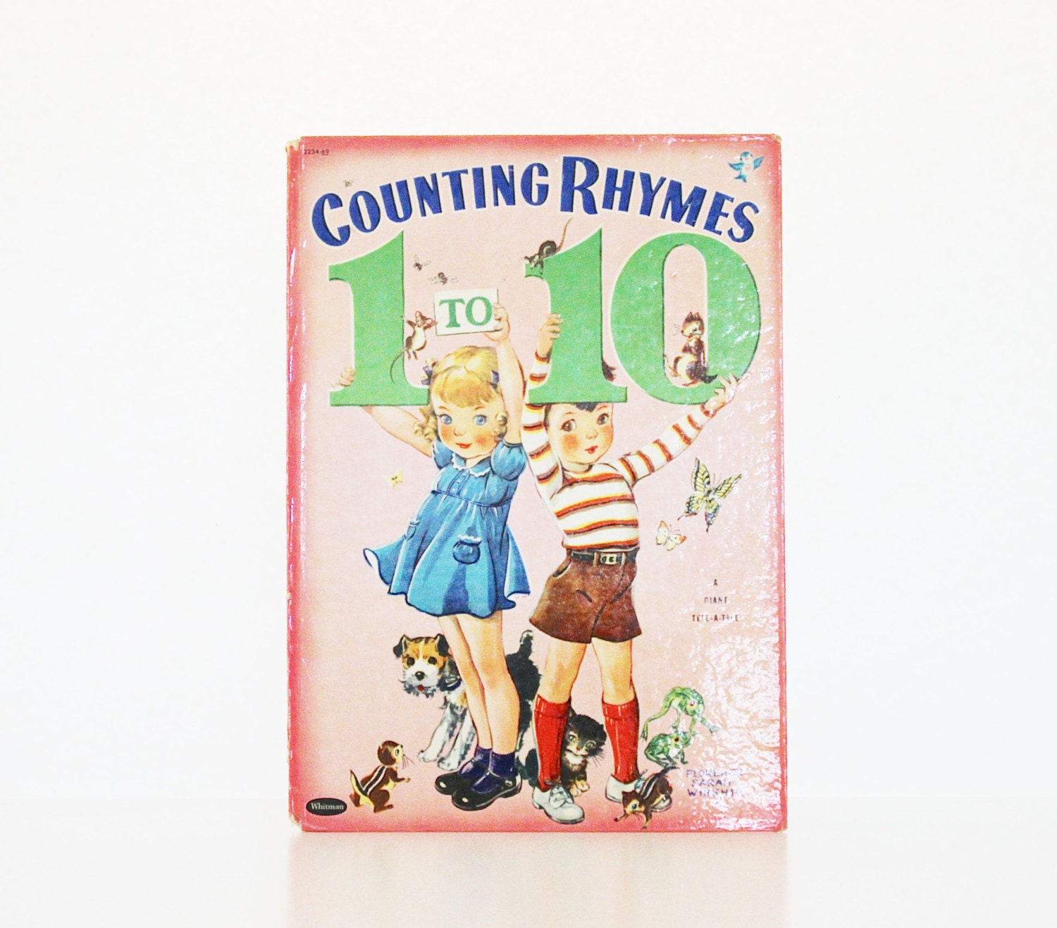 Counting Rhymes 1-10 - Vintage Children's Book - Numbers - Math - Pink - Green - Pastel - Boys - Girls - Kids