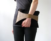 Leather Detail Bag in Black Fabric & Mustard Yellow Leather, Tablet Case, Eco Design, handmade from upcycled materials
