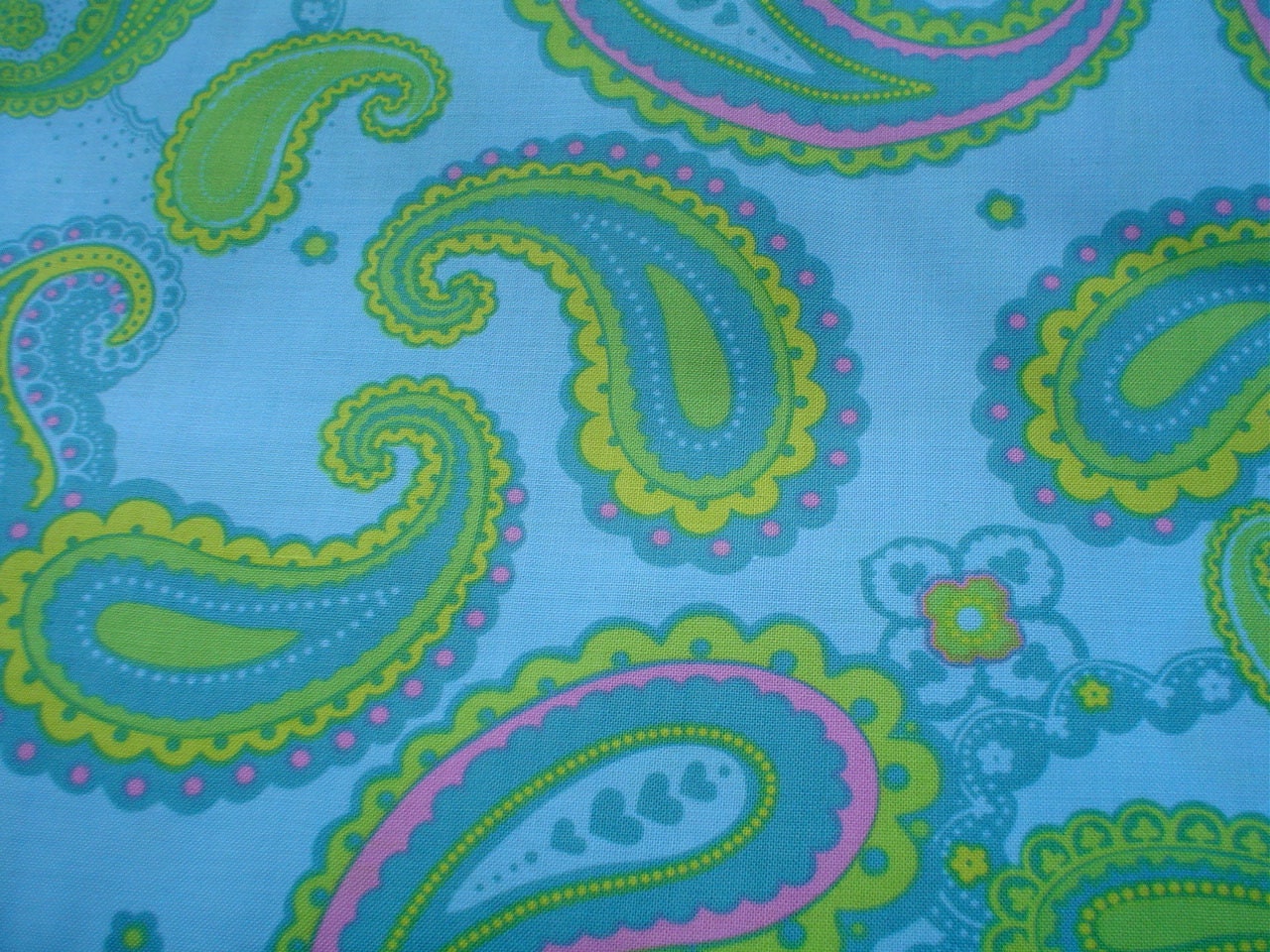 New Blue and Green Aqua New Brother Sister Design Paisley 100% Cotton Fabric 1 yard