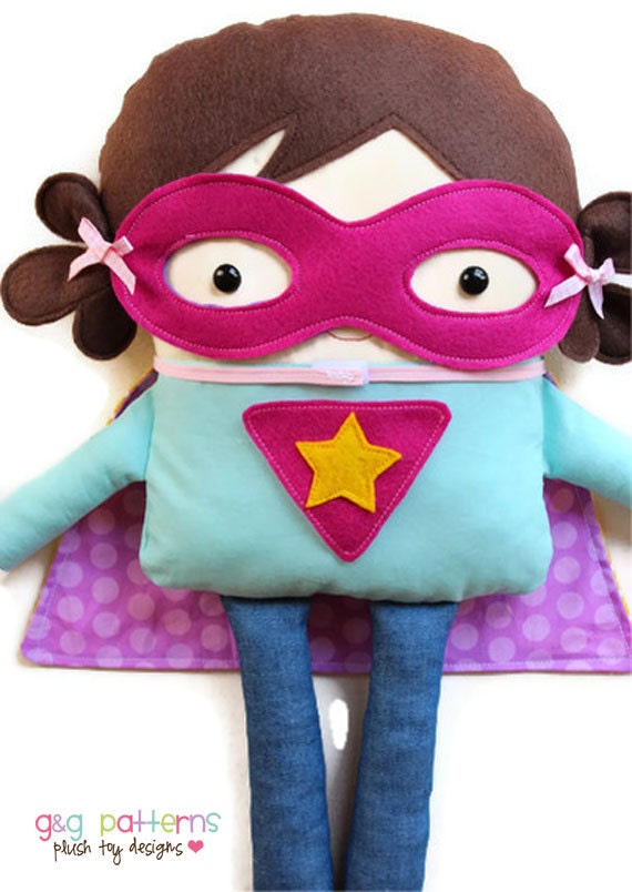 Superhero Sewing Pattern - Supergirl and Superboy Toy Doll Softie Pattern - PDF Sewing Pattern