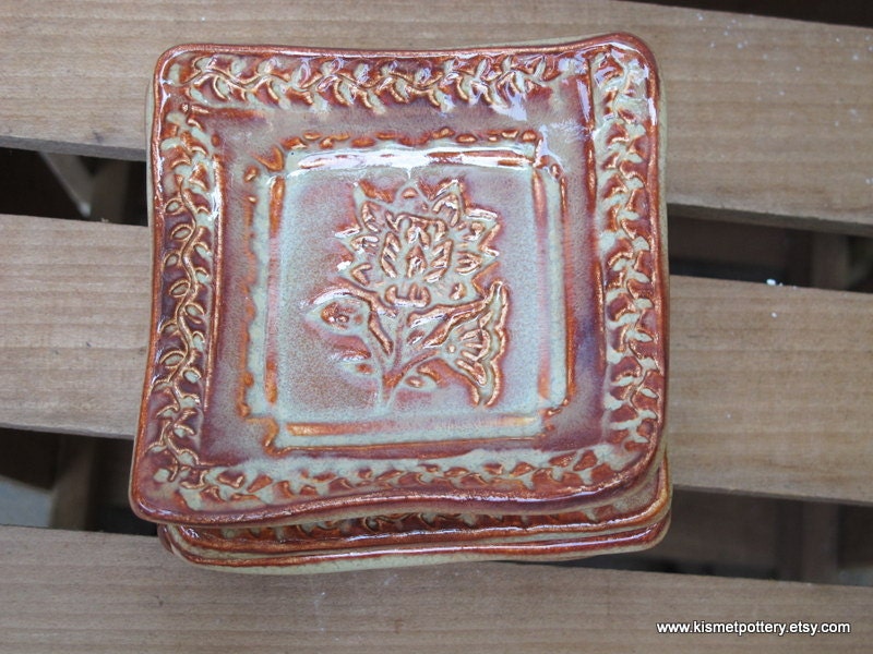 Ceramic Trinket Dishes // Set of 4 Handmade Pottery Dishes // Ring Holders