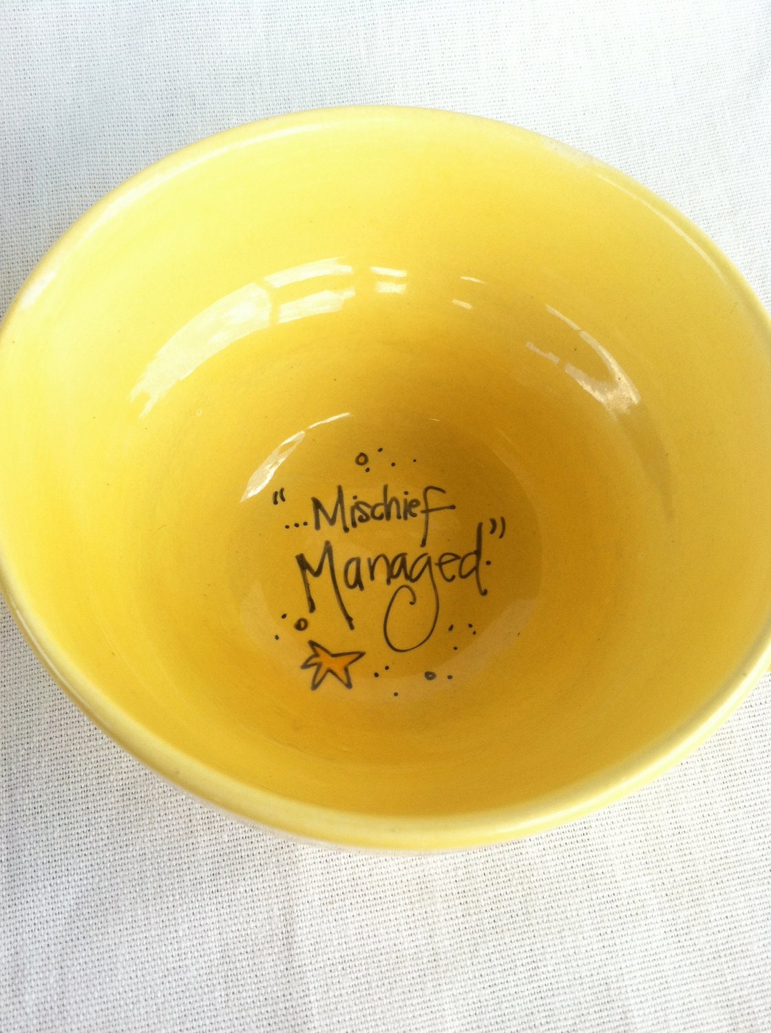 The Marauder's Mug - Harry Potter "I solemnly swear that I am up to no good" Banana Yellow Quote Mug with owl and wand