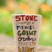 Simple Harry Potter Book Titles Mug - Medium, taupe square mug with glasses, lightning bolt, and owl - hand painted