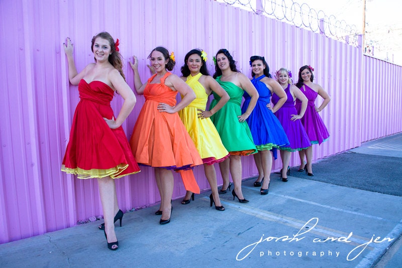 1950s Style Full Skirted Infinity Convertible Wrap Dress ... Bridesmaids, Cocktail Party, Date Night, Beach, Prom, Quinceanera