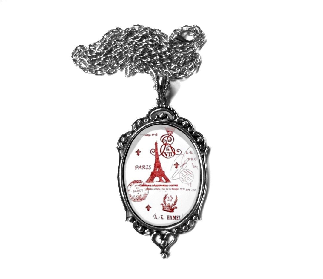 Eifel Tower Paris French Art Pendant Necklace Shabby Chic - MyDifferentStrokes