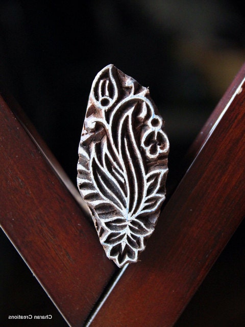 Hand Carved Indian Wood Textile Stamp Block- Flower Motif