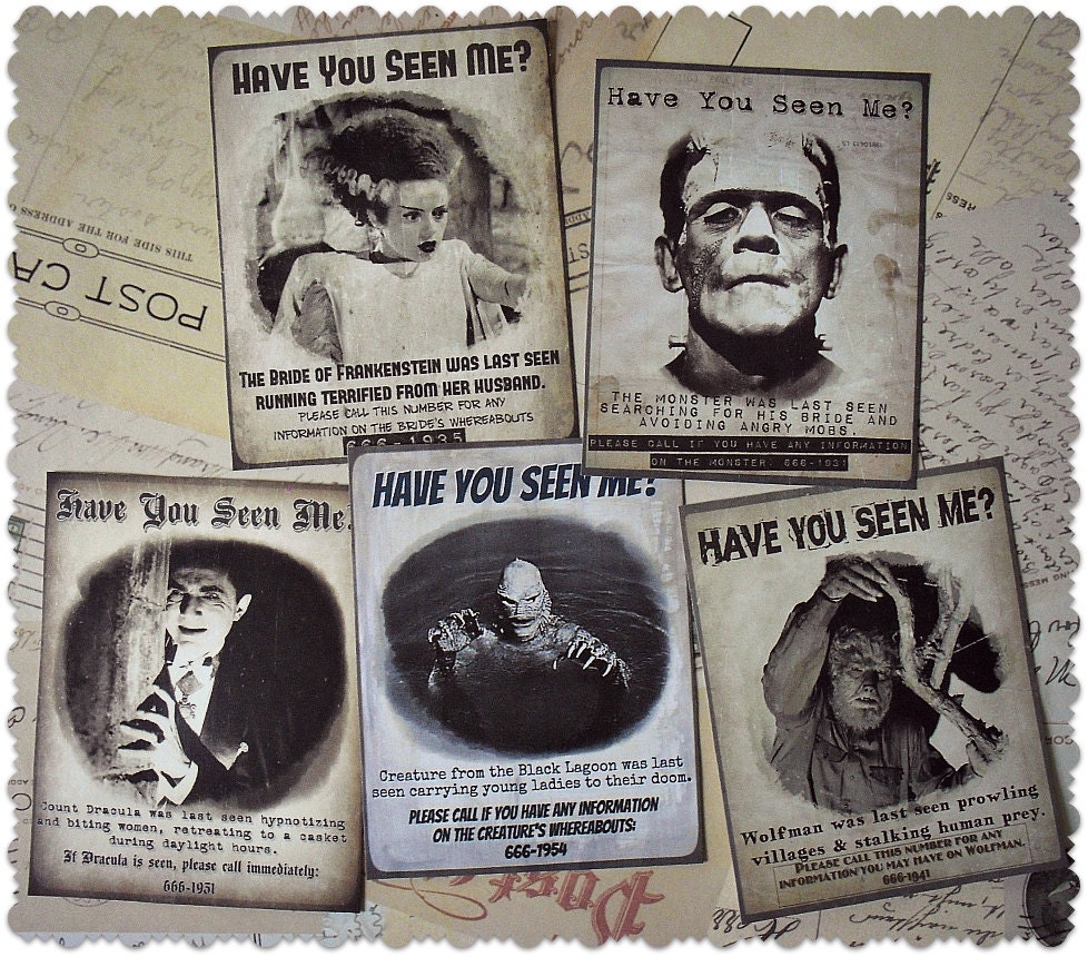 Missing Monster Series: set of 5 stickers