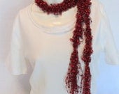 Hairpin Lace Scarf, Dark Red