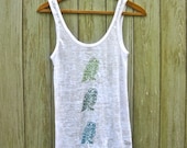 the three amigos Owl Tank Top, White Tank Top, Burnout Shirt, S,M,L,XL