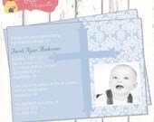 Classic Boys Custom Baptism Photo Invitation - Choose Your Colors - Printable File Il_170x135