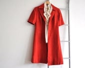 Vintage European Linen Short Sleeve Red Overcoat