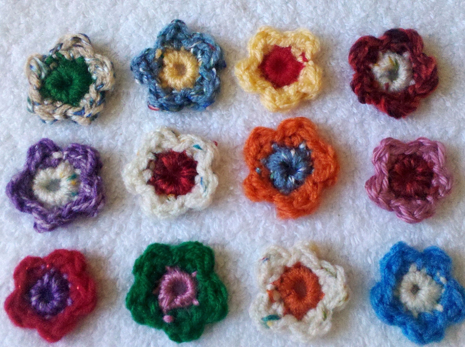 10 Crocheted Flower Appliques for Your Projects - MADE to ORDER in just one day