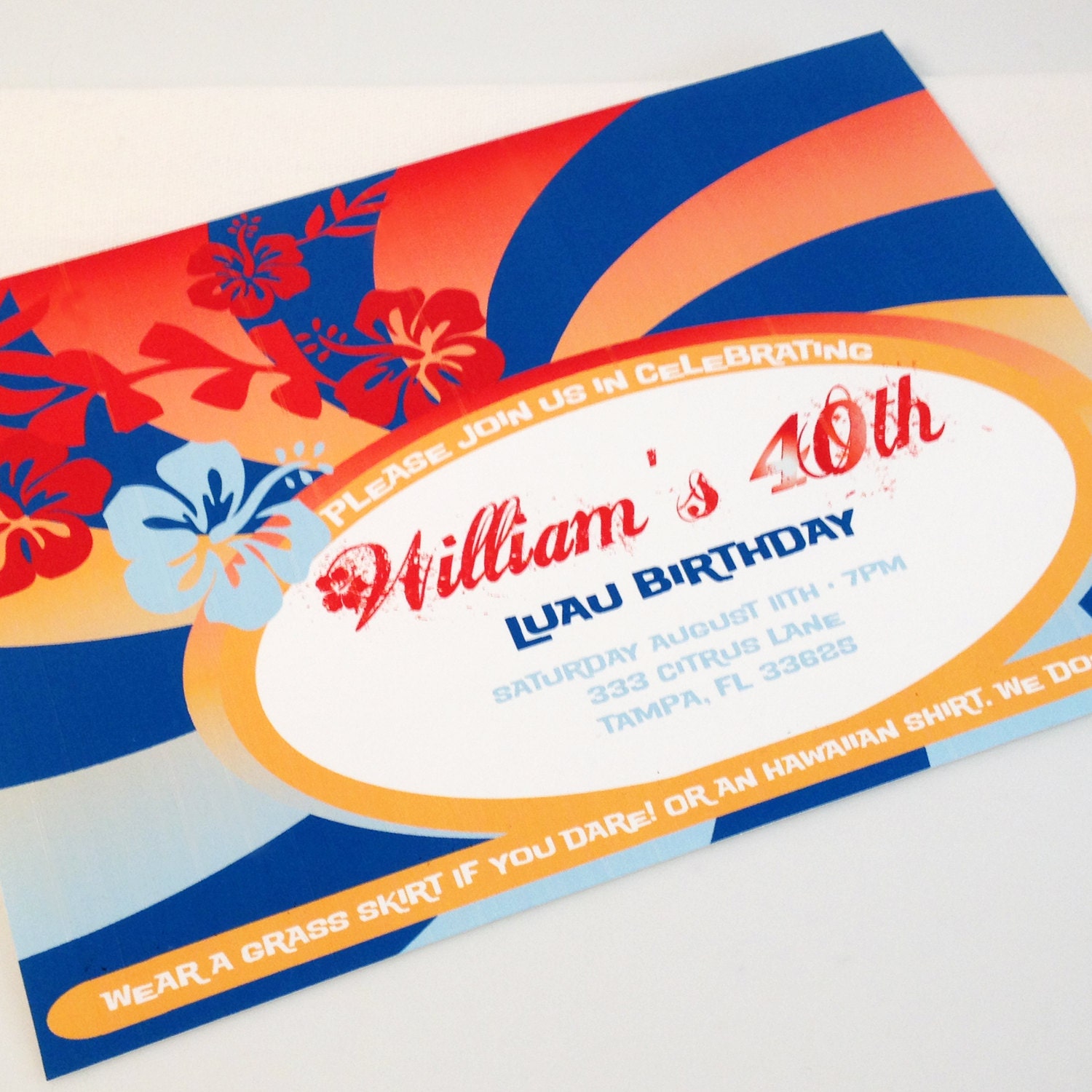 Surfer Luau Custom Invitation - Printable