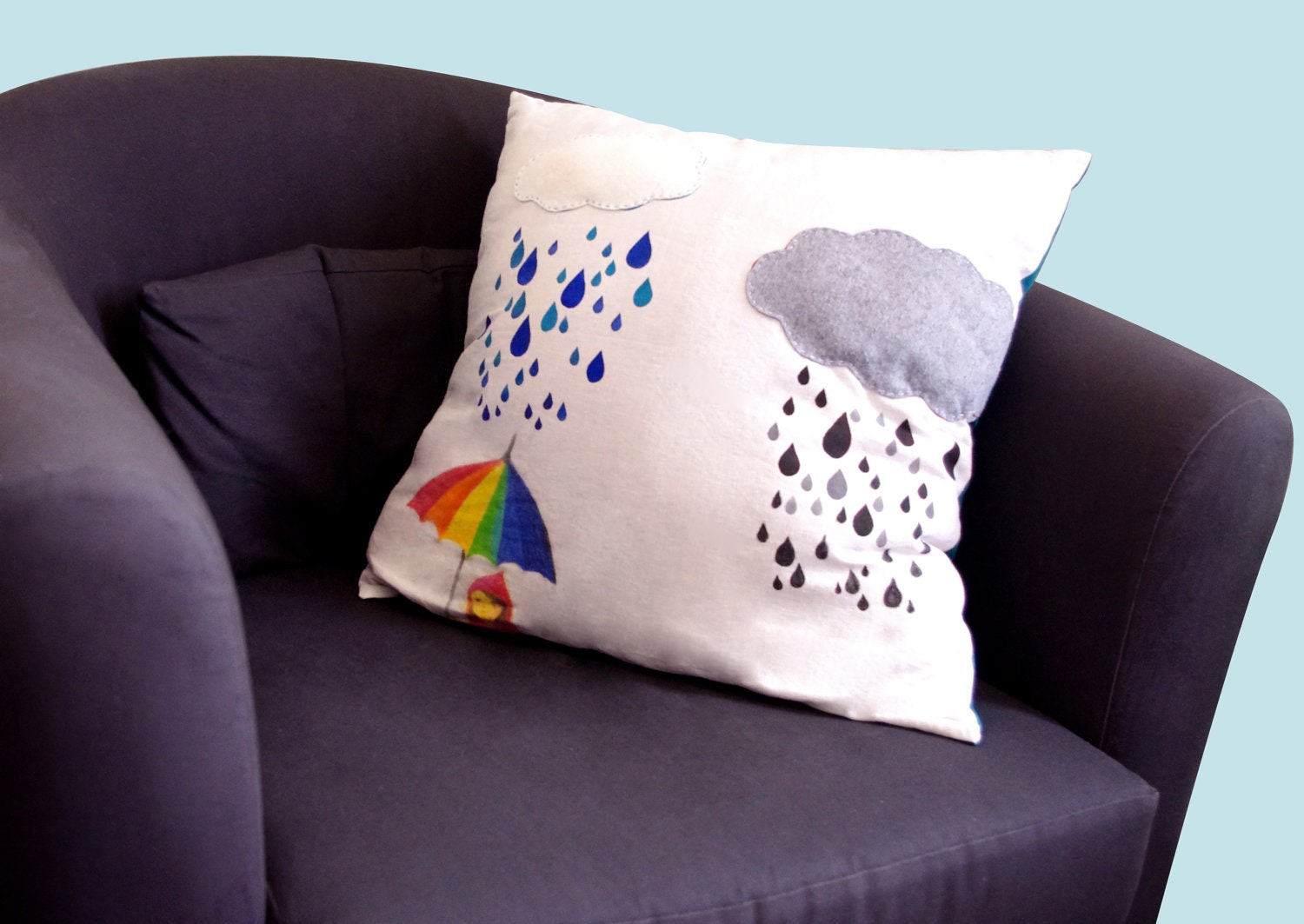 Rainy day pillow cover (for 20" x  20" pillow)