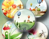 Summer Pastoral - 2 Digital Collage Sheets CG-559C - 1.5 inch (or smaller) circles for Crafting Scrapbooking Pendants Bottle Caps